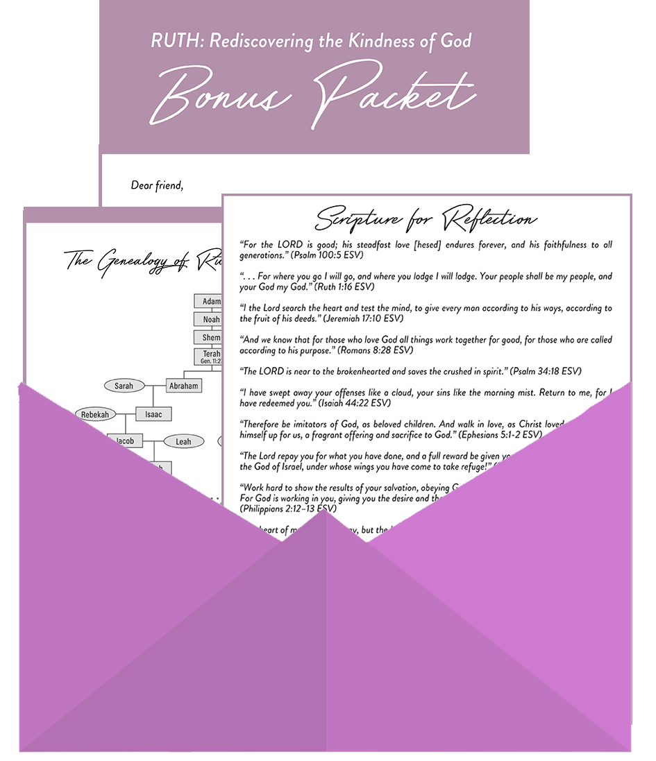 RUTH Bonus Package in envelope Text on image: Quiet Time free guide